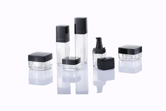 Schicke Acryl-Kosmetik-Glas-Kollektion und Lotion Pump Flasche Set 5g 15g 30g 50g